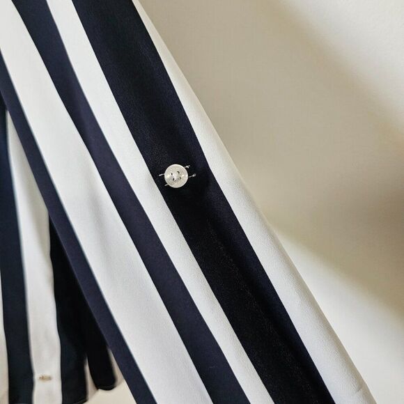 NEW WITHOUT TAGS TOMMY HILFIGER BLACK WHITE STRIPED BUTTON DOWN SHIRT XL - Picture 9 of 16